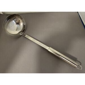 Silver Stainless Steel Soup Ladle - Dishwasher Safe - 12 inches long